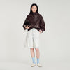 Cazadora de cuero oversize con zip