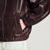 Cazadora de cuero oversize con zip