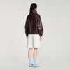 Cazadora de cuero oversize con zip