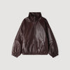 Cazadora de cuero oversize con zip