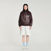 Cazadora de cuero oversize con zip