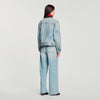 Cazadora vaquera cuello de cuero
