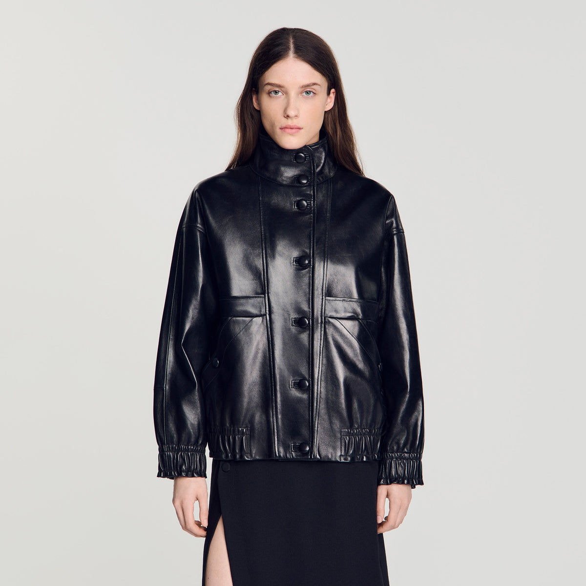 Cazadora de cuero oversize