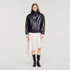 Cazadora piel oversize cuello alto