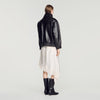 Cazadora piel oversize cuello alto