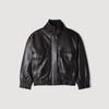 Cazadora piel oversize cuello alto