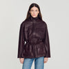Cazadora oversize cuello de cuero