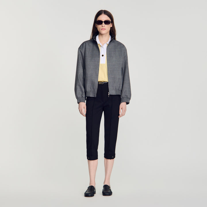 Cazadora oversize cuello de cuero