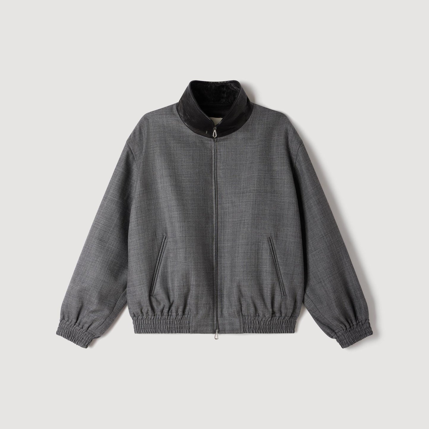 Cazadora oversize cuello de cuero