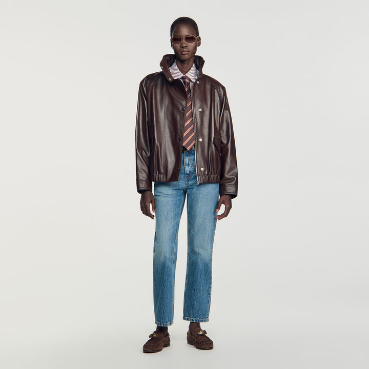 Cazadora oversize de piel