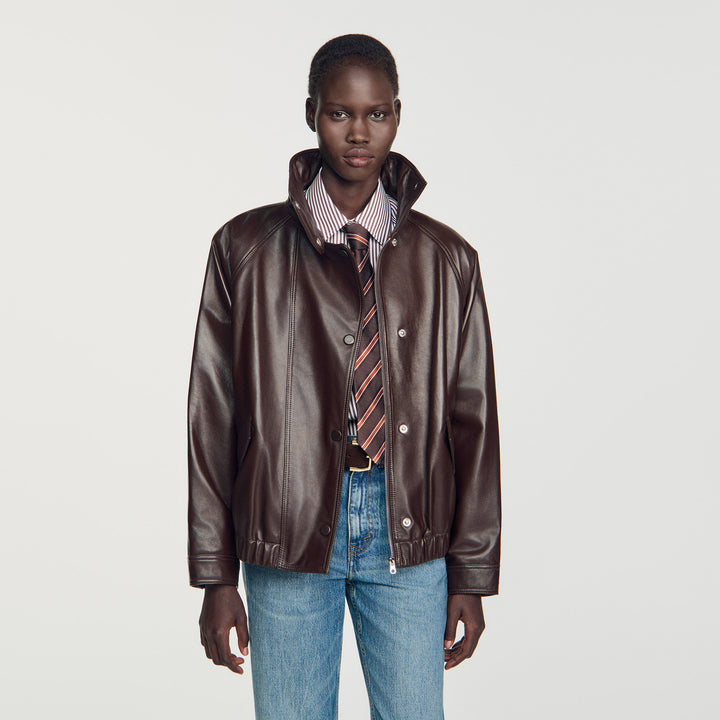 Cazadora oversize de piel