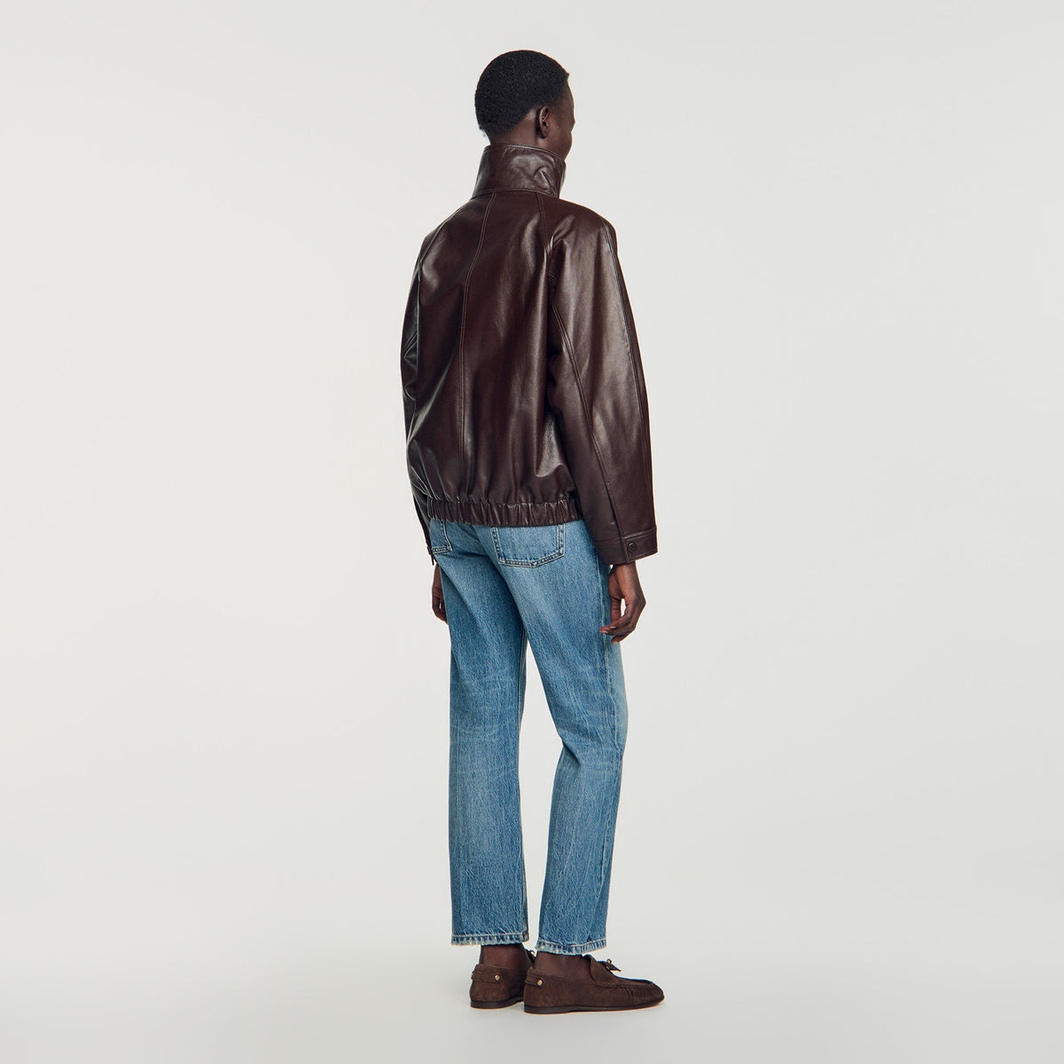 Cazadora oversize de piel
