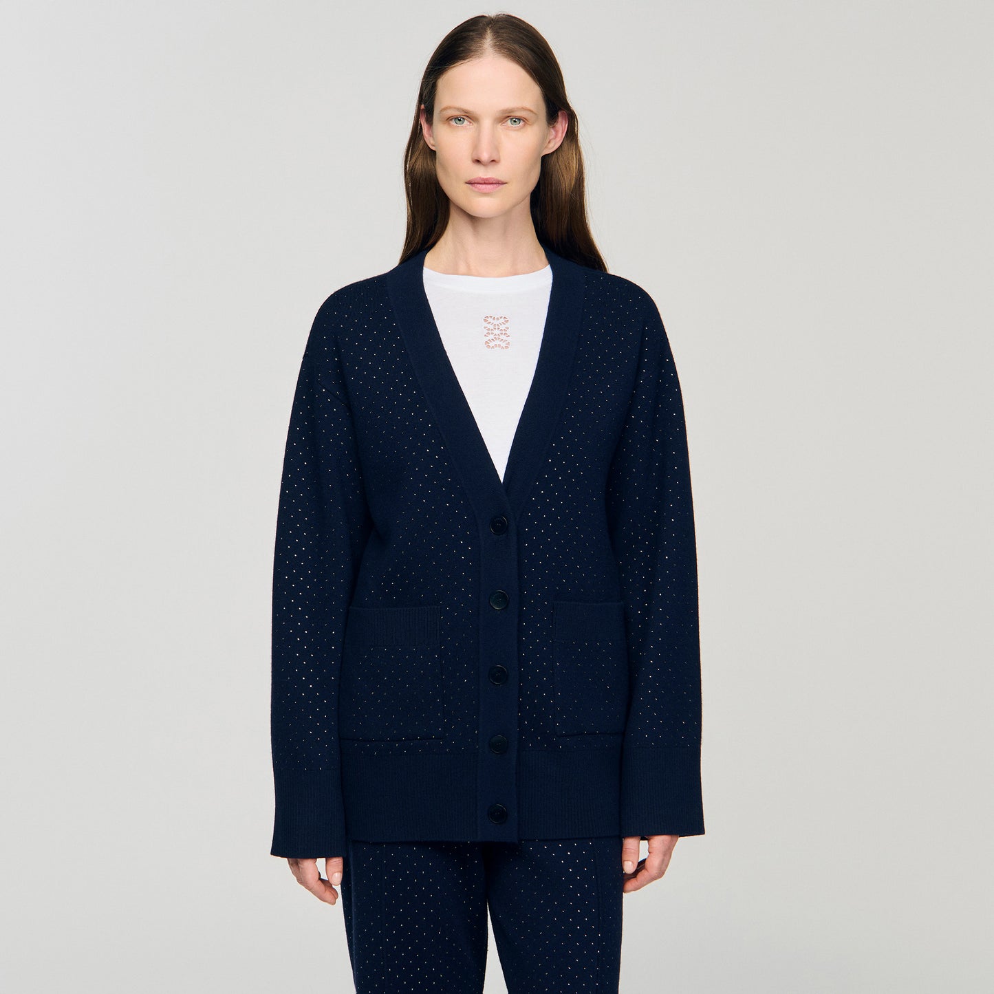 Cárdigan largo con strass