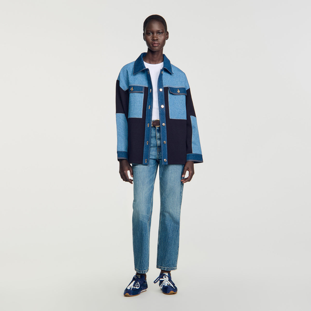 Cárdigan oversize mix denim