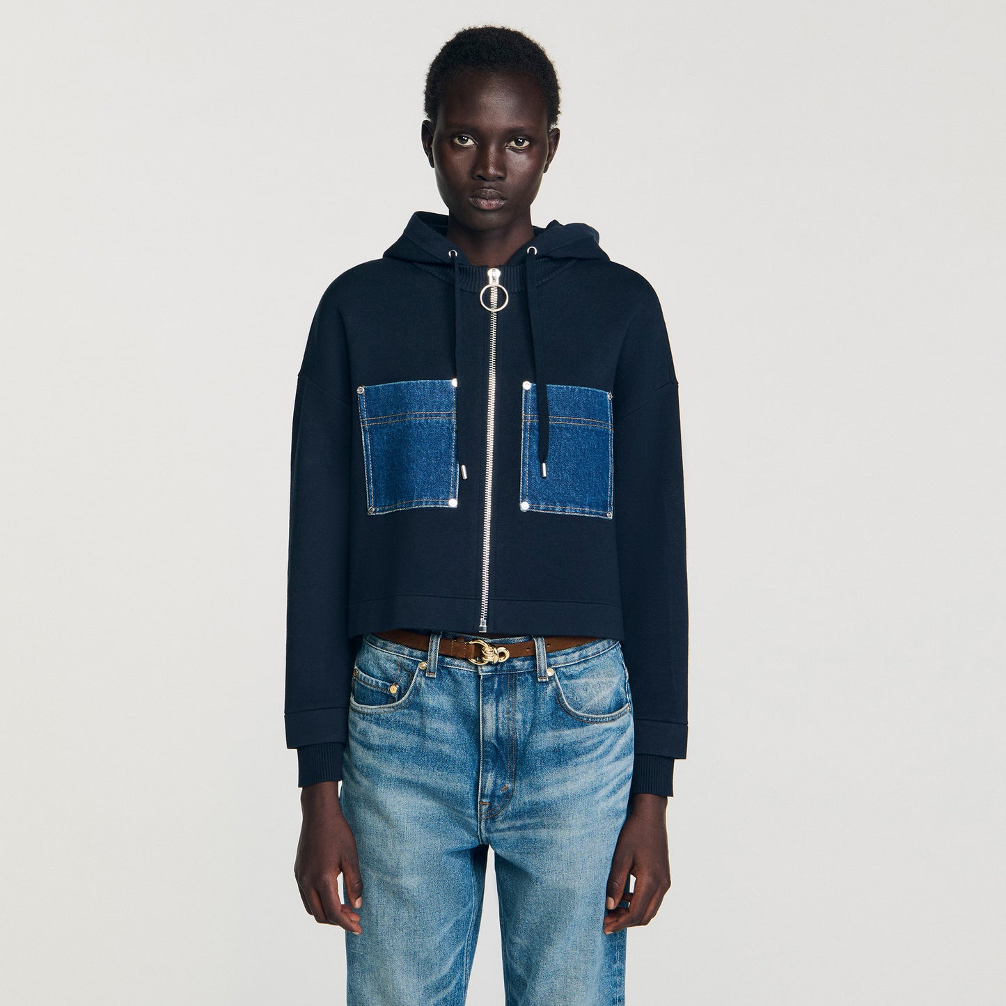 Sudadera de punto y denim