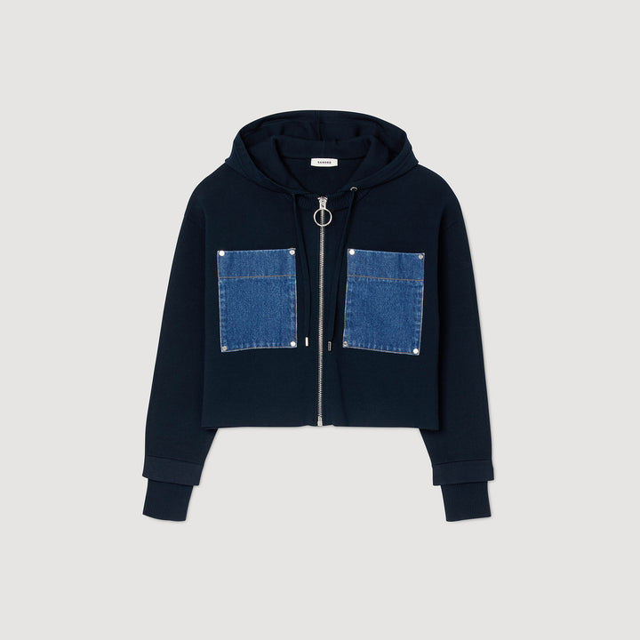 Sudadera de punto y denim