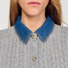Cárdigan con cuello de denim