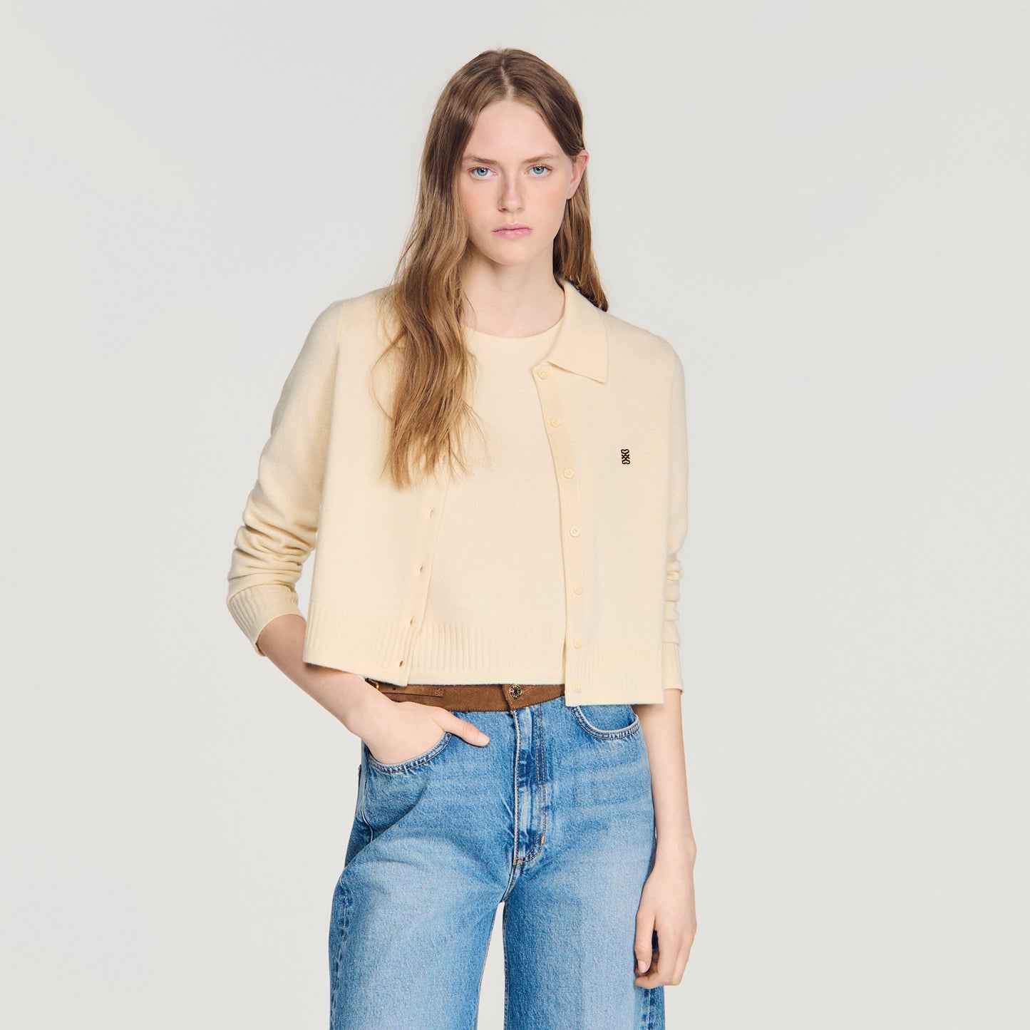 Cárdigan con cuello camisero