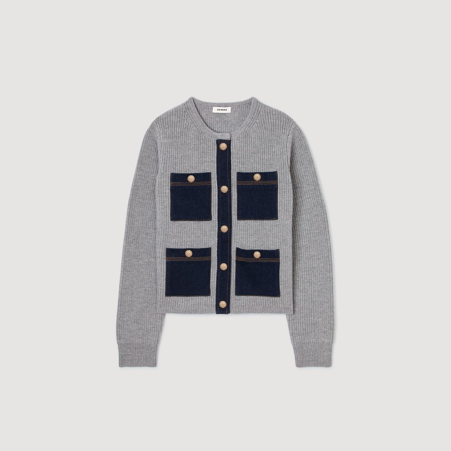 Cárdigan con detalles denim