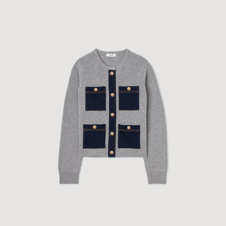 Cárdigan con detalles denim