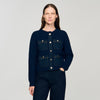 Cárdigan con detalles denim