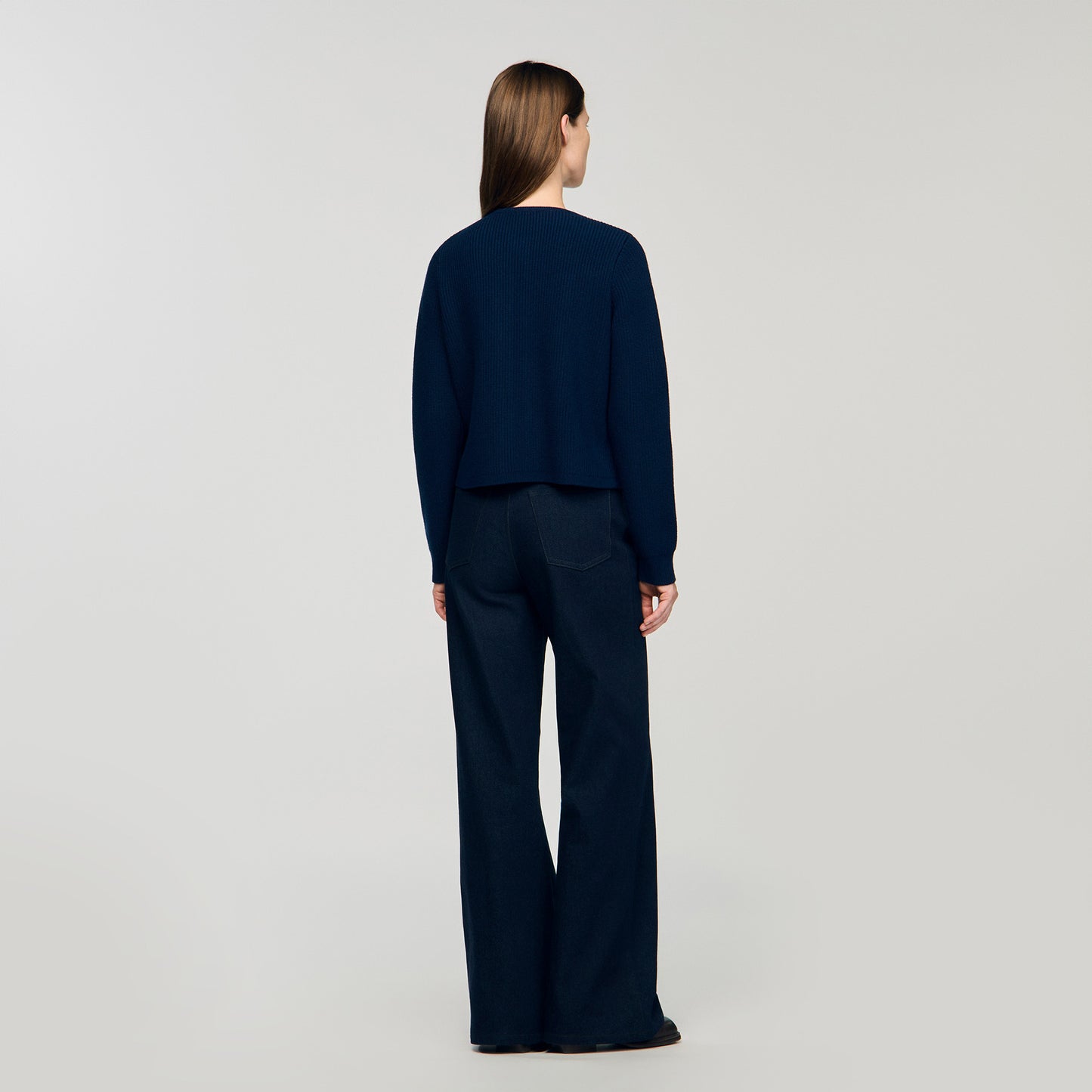 Cárdigan con detalles denim