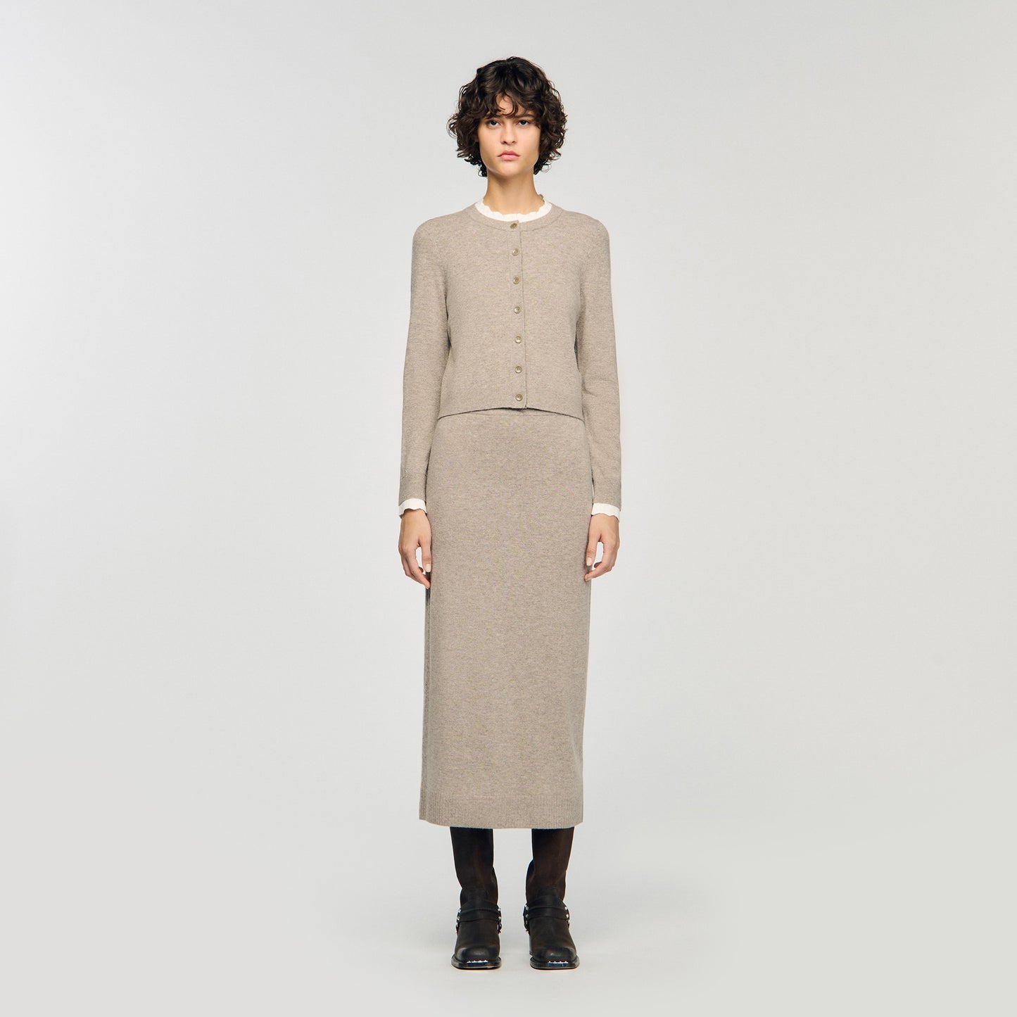 Cárdigan con cuello en contraste