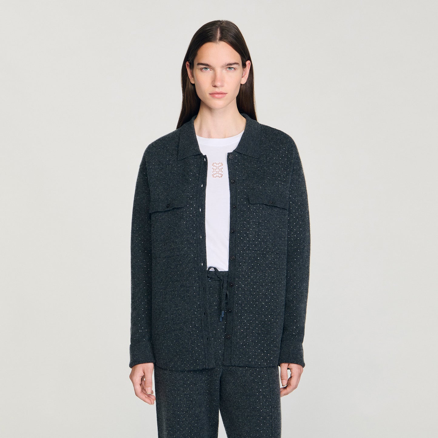 Cárdigan largo con strass