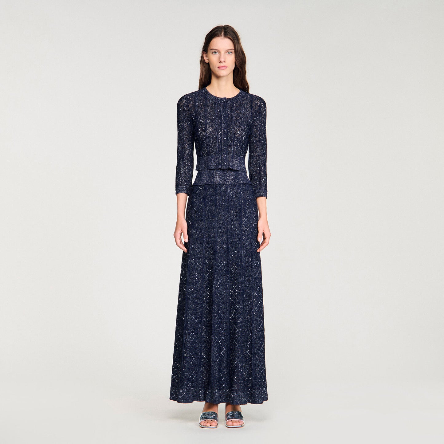 Cárdigan corto de punto con strass