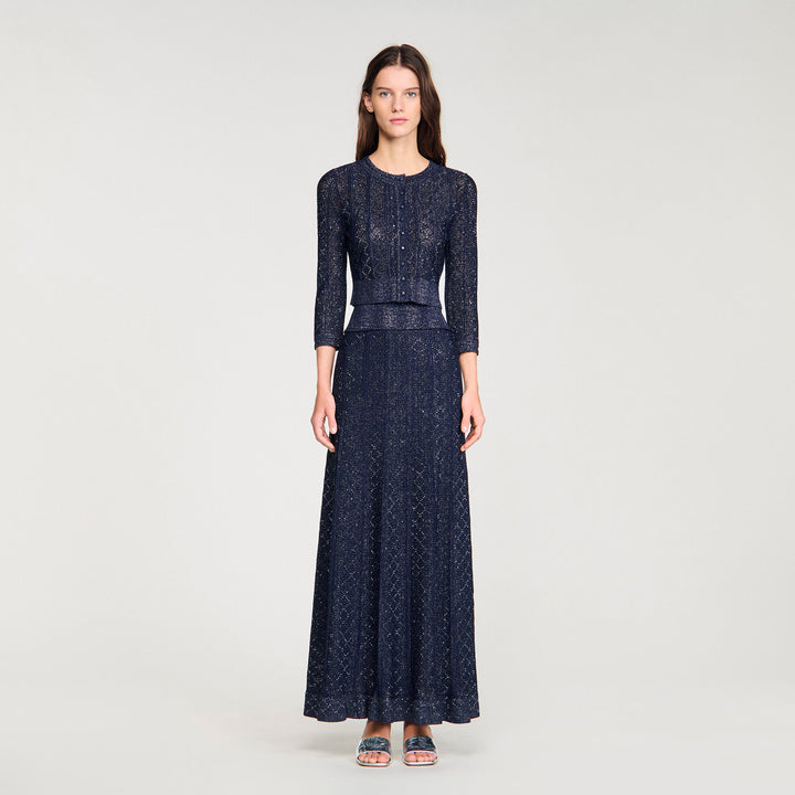 Cárdigan corto de punto con strass