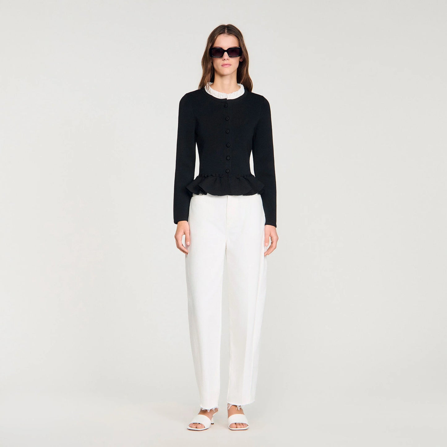 Cárdigan peplum cuello desmontable