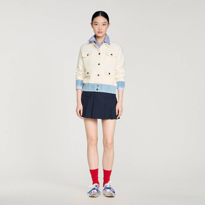 Cárdigan con detalles denim