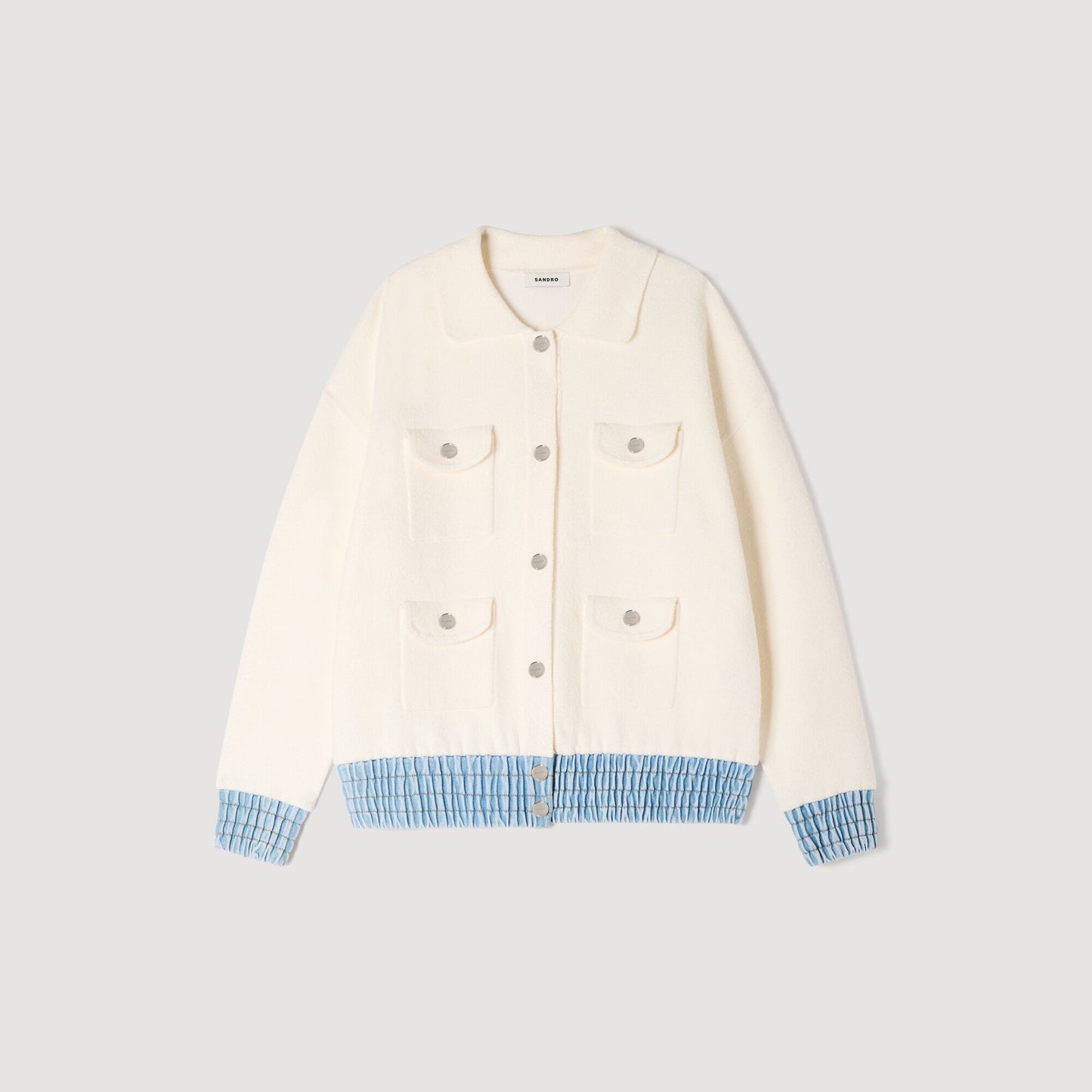 Cárdigan con detalles denim