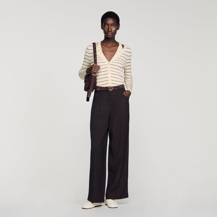 Cárdigan de canalé de rayas