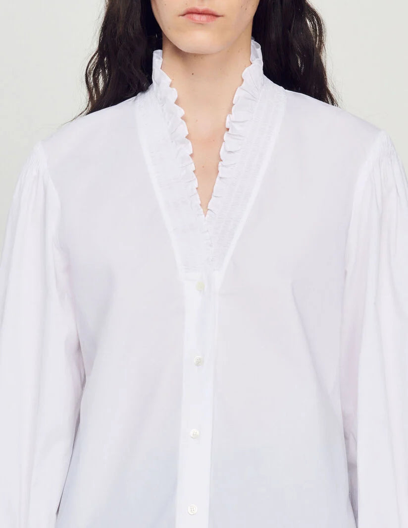 Camisa con cuello fantasía de algodón