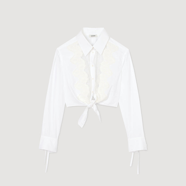 Camisa con plastrón de encaje