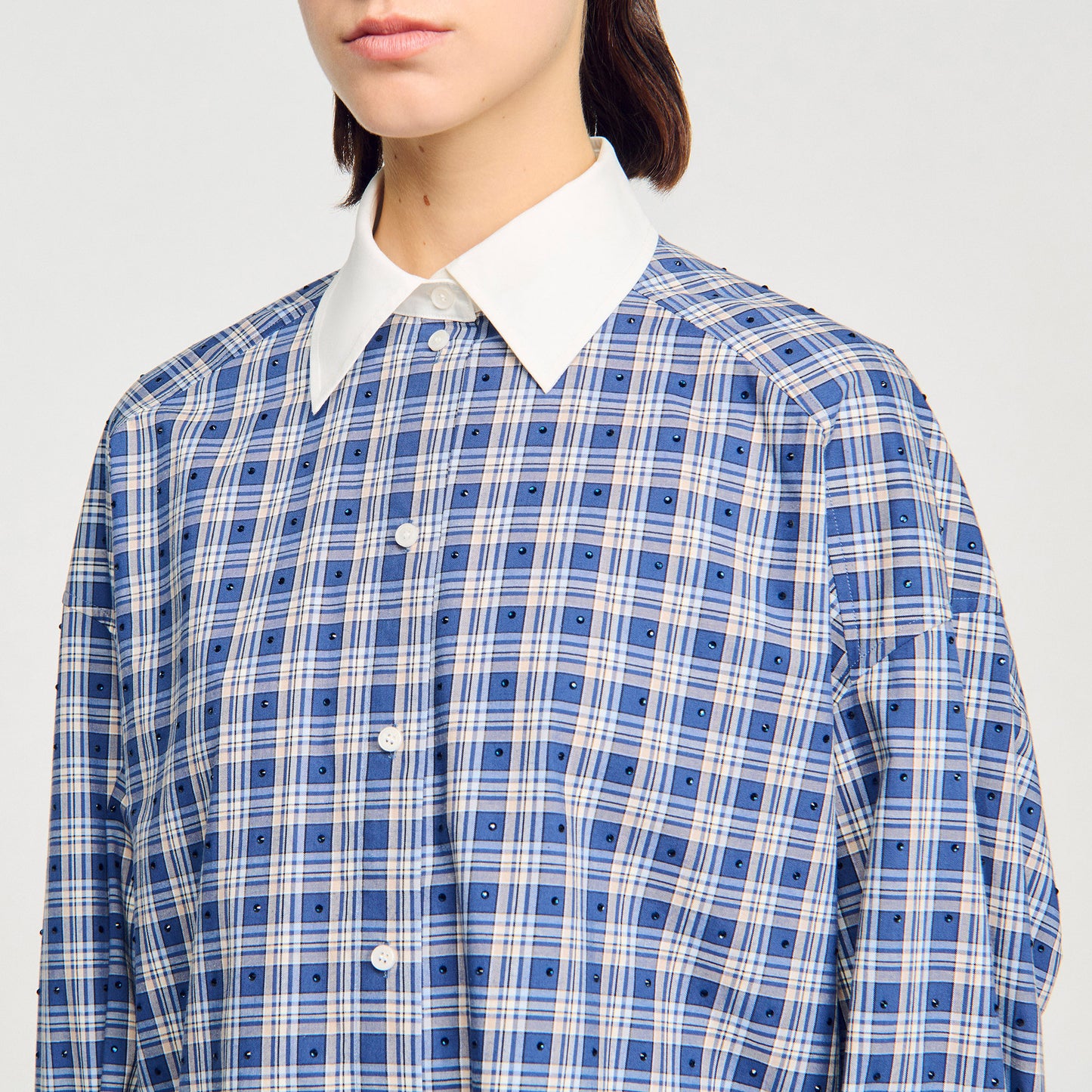Camisa a cuadros con strass