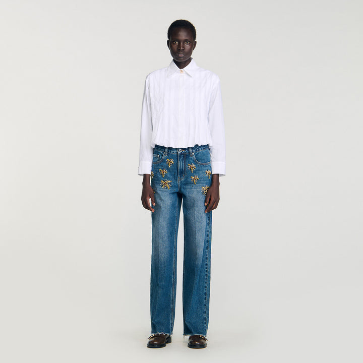 Camisa corta con pliegues