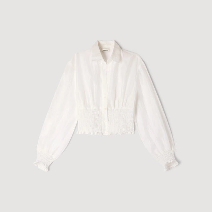 Camisa fruncida de lino