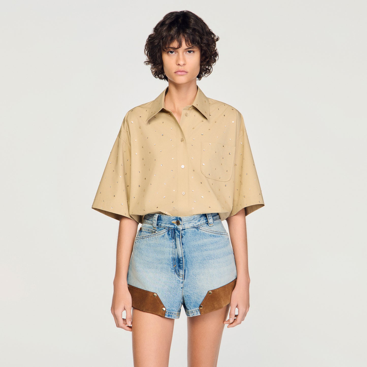 Camisa de algodón con strass