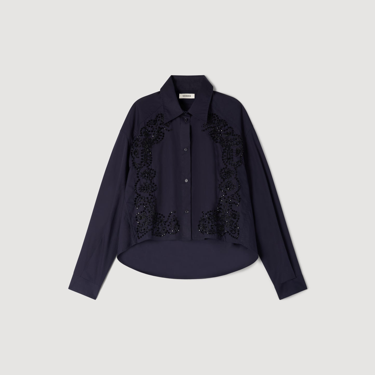 Camisa de algodón bordado floral