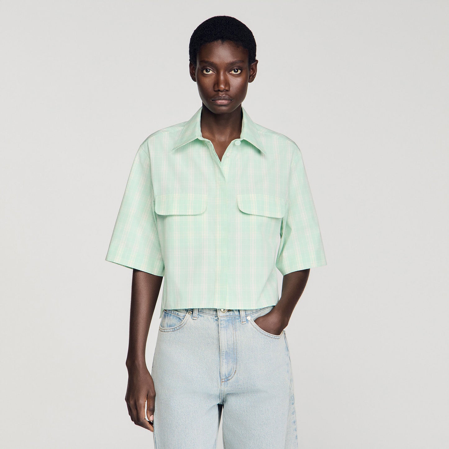 Camisa corta de cuadros