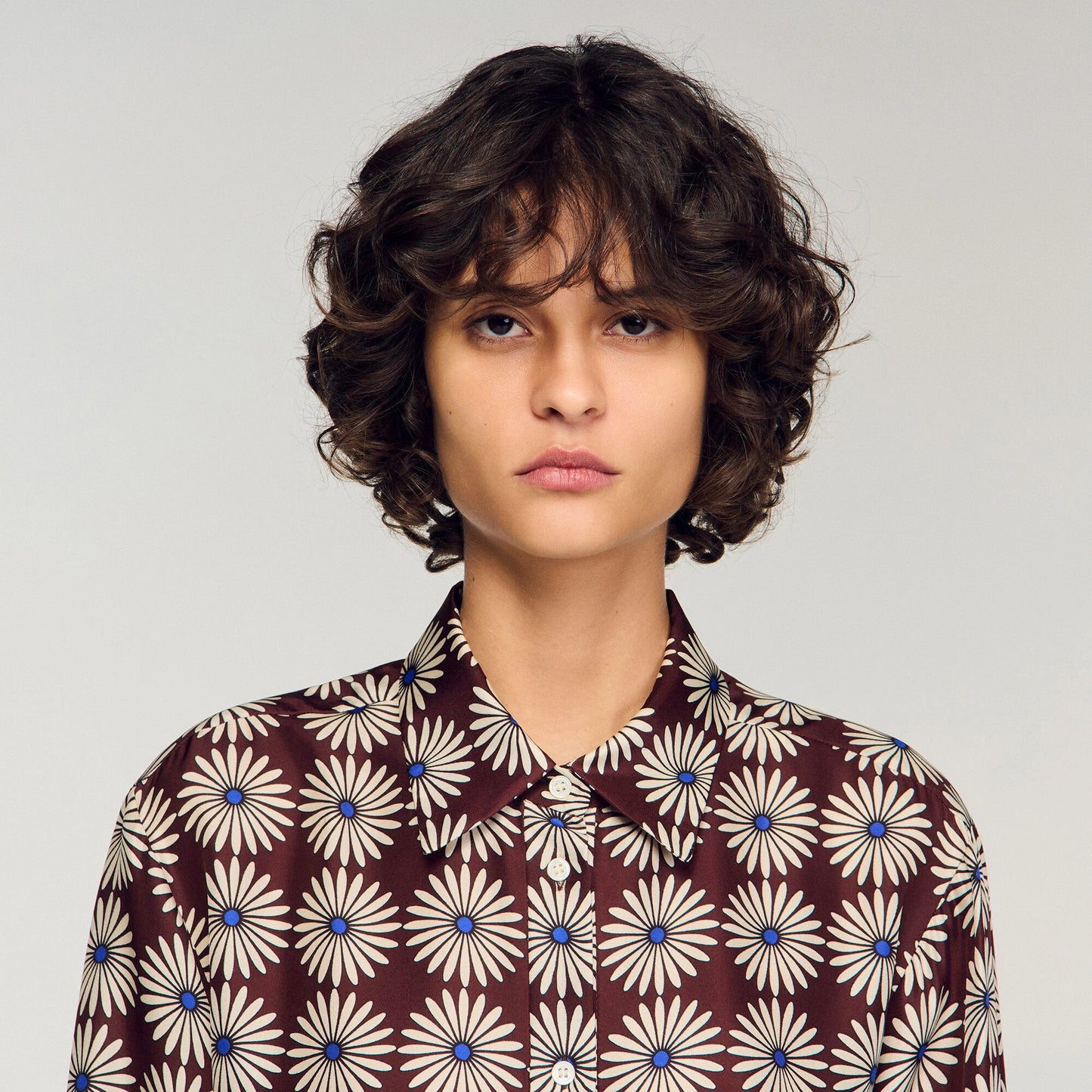 Camisa de seda con estampado floral