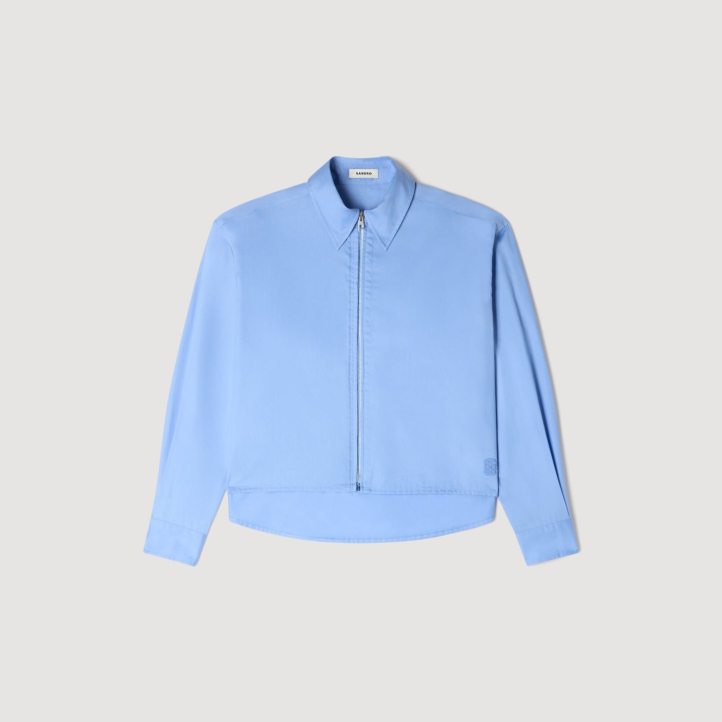 Camisa corta algodón con zip y logo