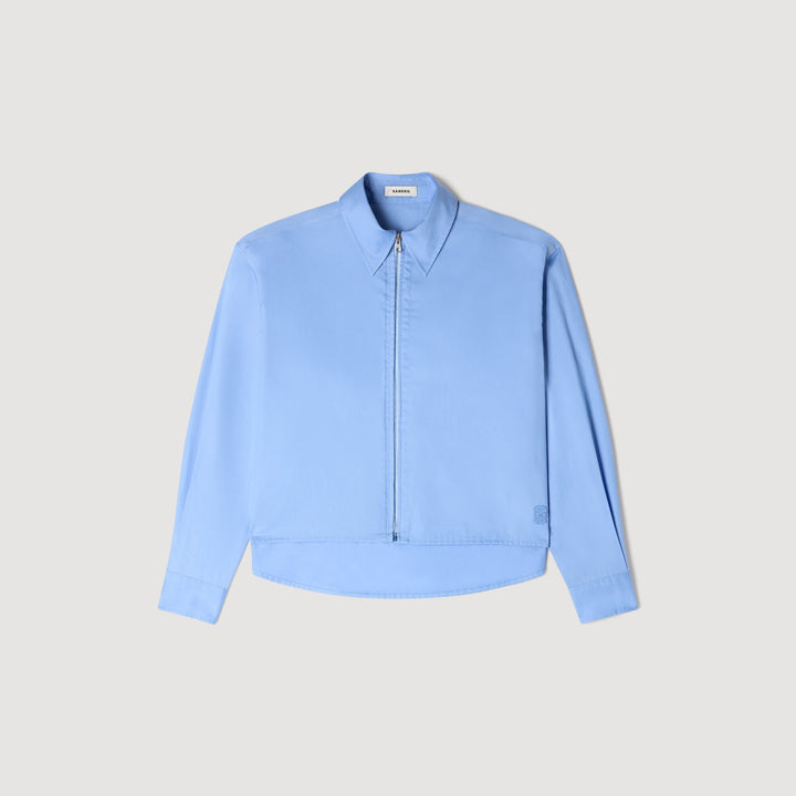 Camisa corta algodón con zip y logo