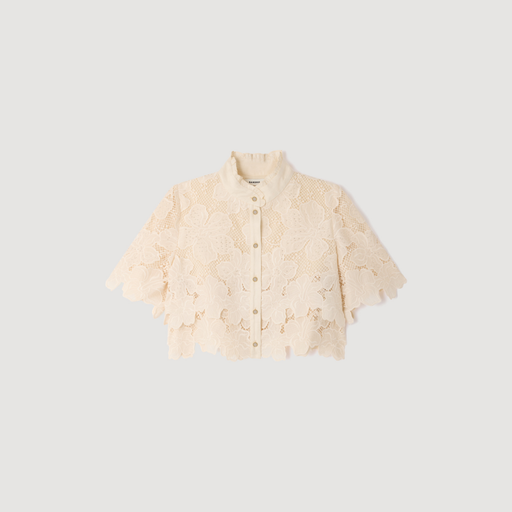 Camisa corta de guipur floral