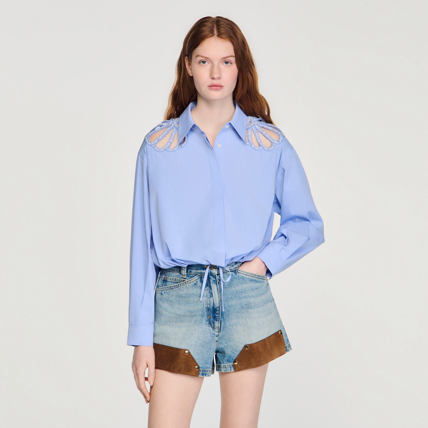Camisa bordada de algodón