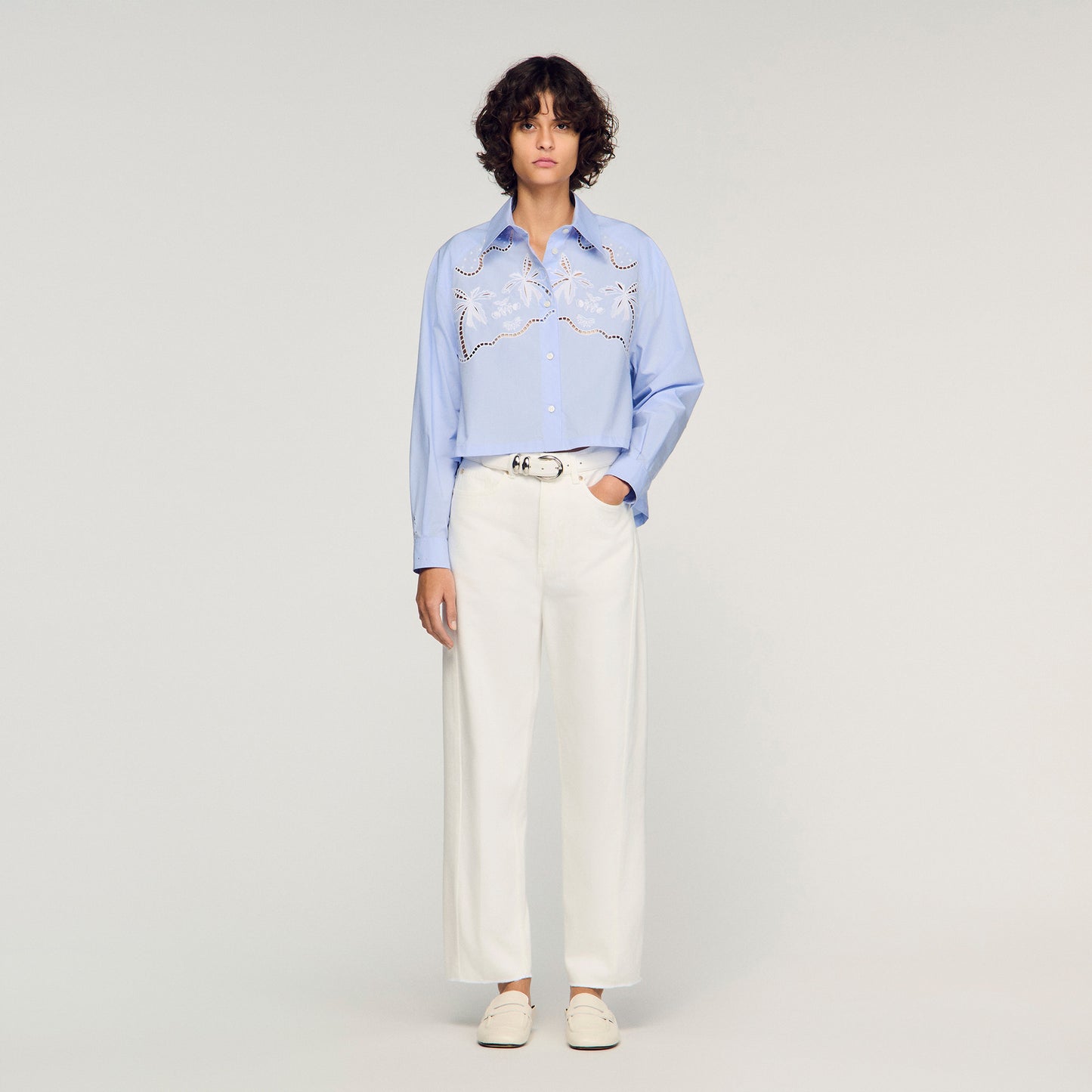Camisa de algodón bordada