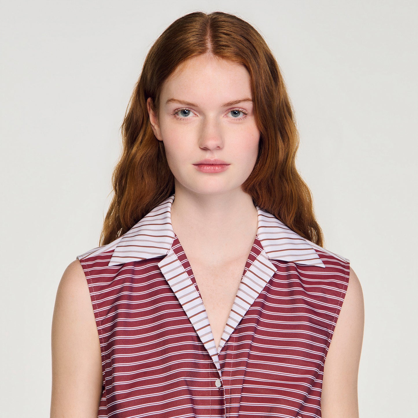 Camisa corta de algodón a rayas