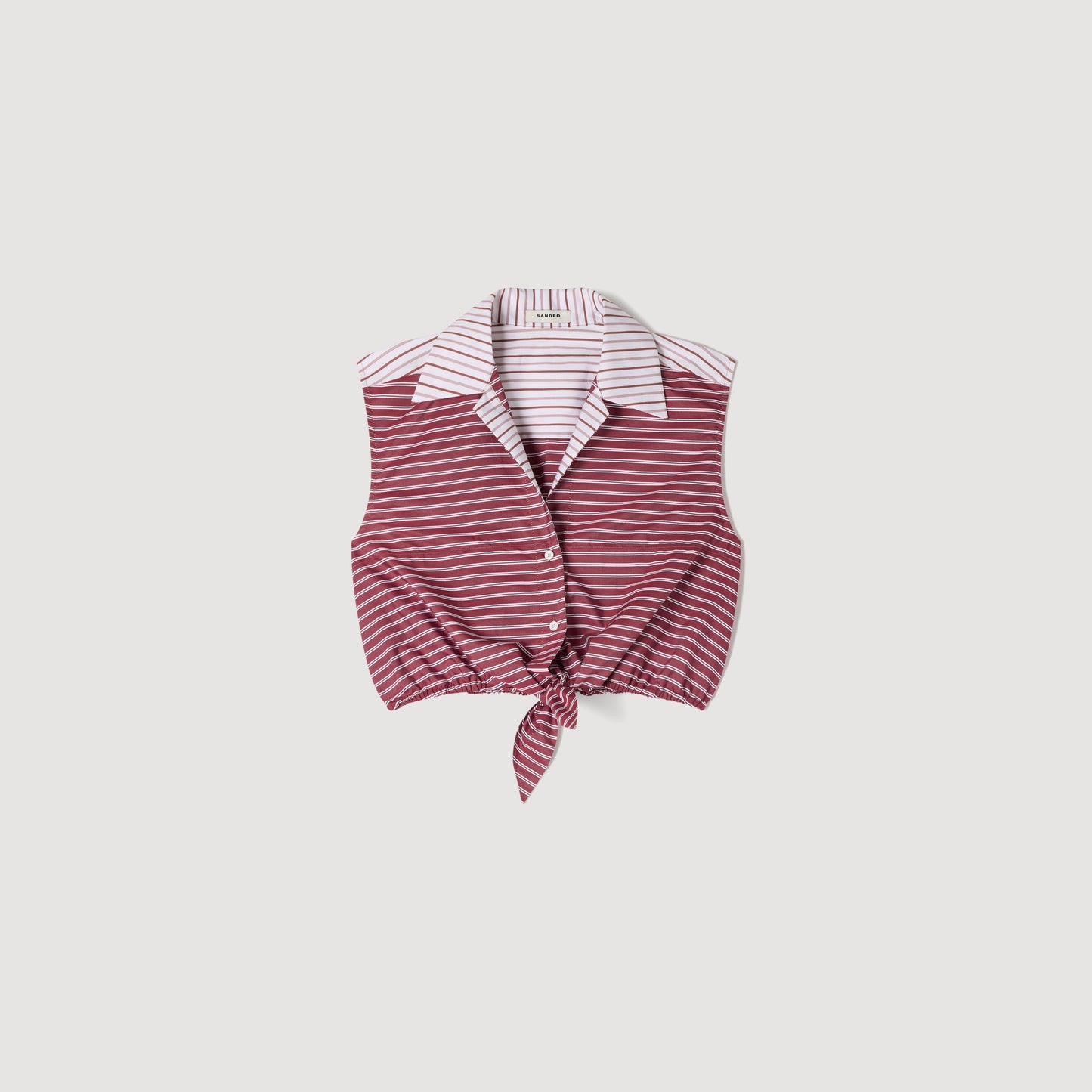 Camisa corta de algodón a rayas